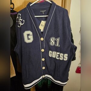 GUESS Women's Noele Boucle Cardigan in Daring Ocean Blue